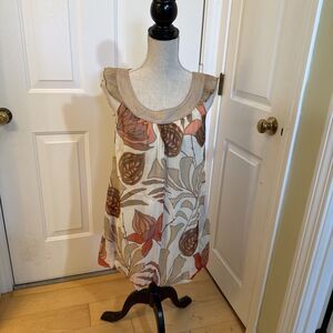 FLORAL PRINT Theme Floral neutral beige Print Bubble Dress Juniors Size L
